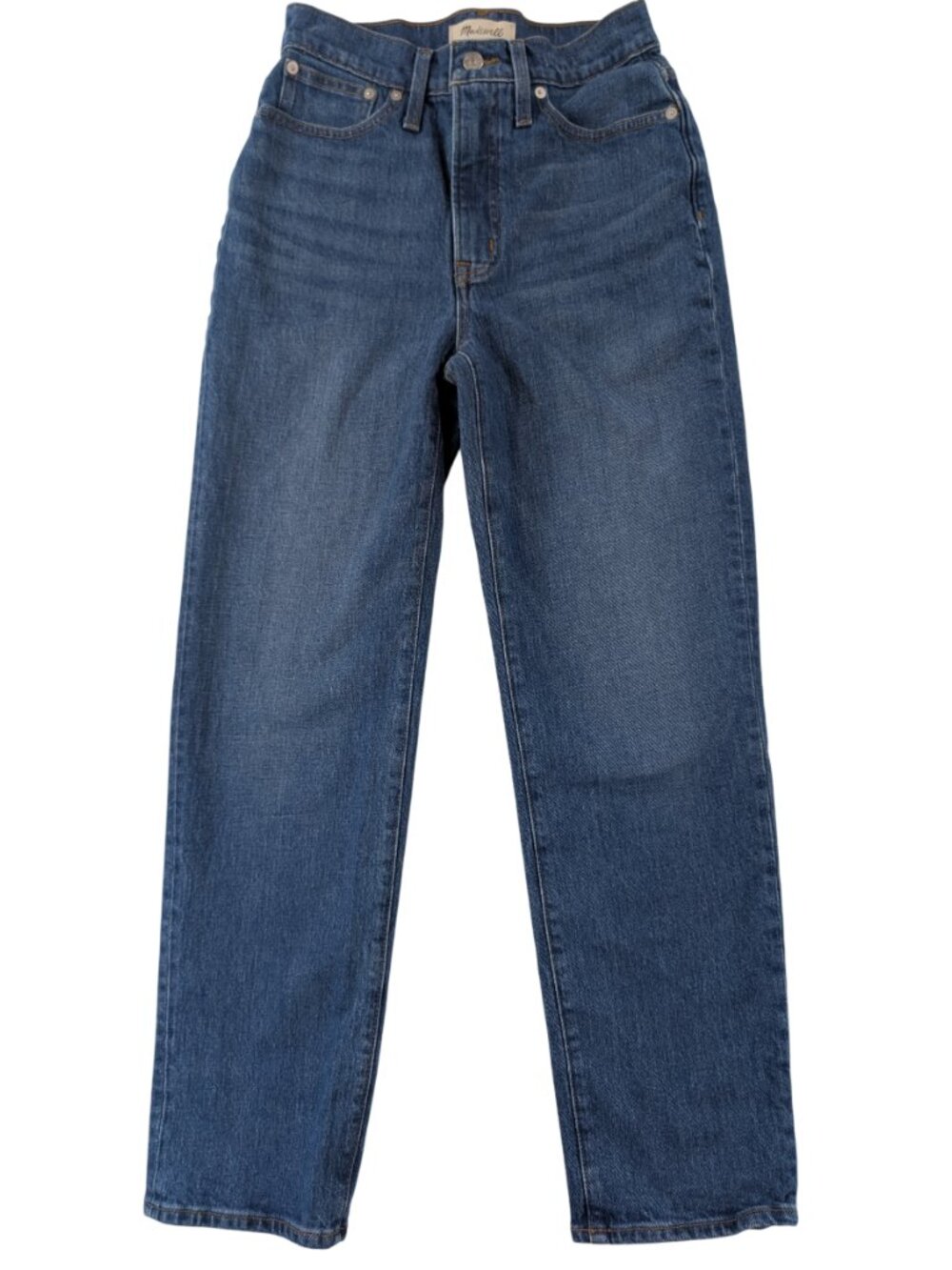 Madewell The Perfect Vintage Straight Jeans High Rise Blue Denim Womens Size 25